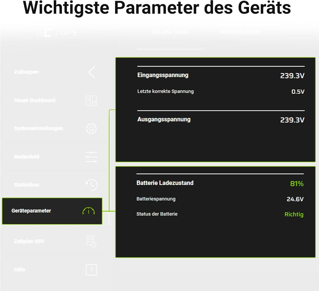 Green Cell® UPS USV Unterbrechungsfreie Stromversorgung 1000VA (700W) mit Überspannungsschutz 230V L
