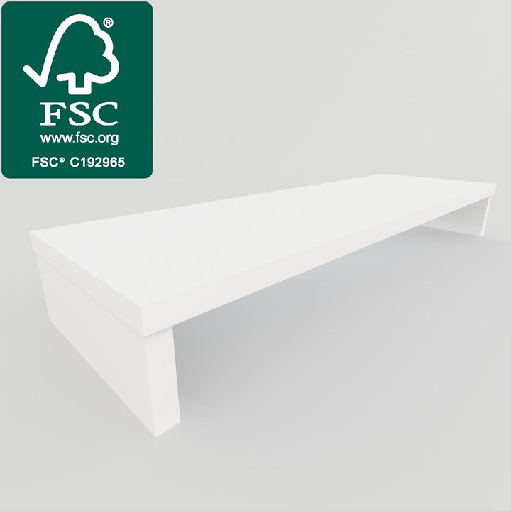 Henor Riser-Halterung für TV aus FSC® Holz 110 x 35 x 15 cm weiss. Unterstützt 60 kg. 110x35x15 Weis