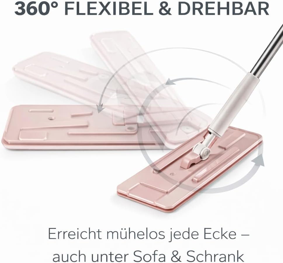 VIP Ahmet Bodenwischer Set mit Eimer zur Trennung von Schmutzwasser - 3-Kammern Flachmop System - 14