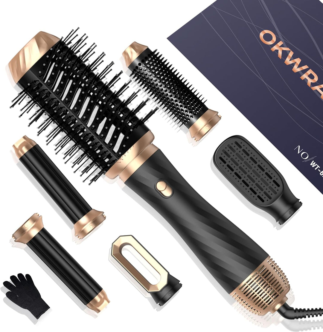 Hair Styler Set, OKWRAP Airstyler 6 In 1 Mit Rundbürstenföhn, Haarstyler Warmluftbürste, Thermal Bru
