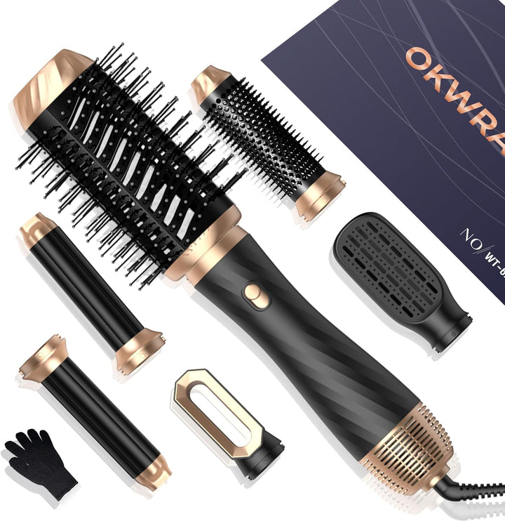 Hair Styler Set, OKWRAP Airstyler 6 In 1 Mit Rundbürstenföhn, Haarstyler Warmluftbürste, Thermal Bru