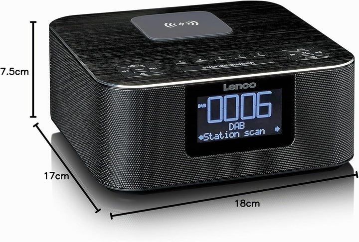 Lenco CR-650 DAB+ Radiowecker - Uhrenradio mit DAB+ und FM - 20 Senderspeicher - Schlummerfunktion -