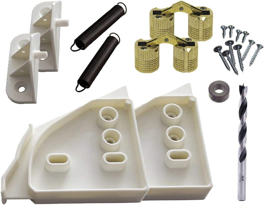 Blendenbeschlag f. Geschirrspüler mit Einbohrscharnier, Bohrer & Tiefenanschlag inkl. Scharnier, Boh