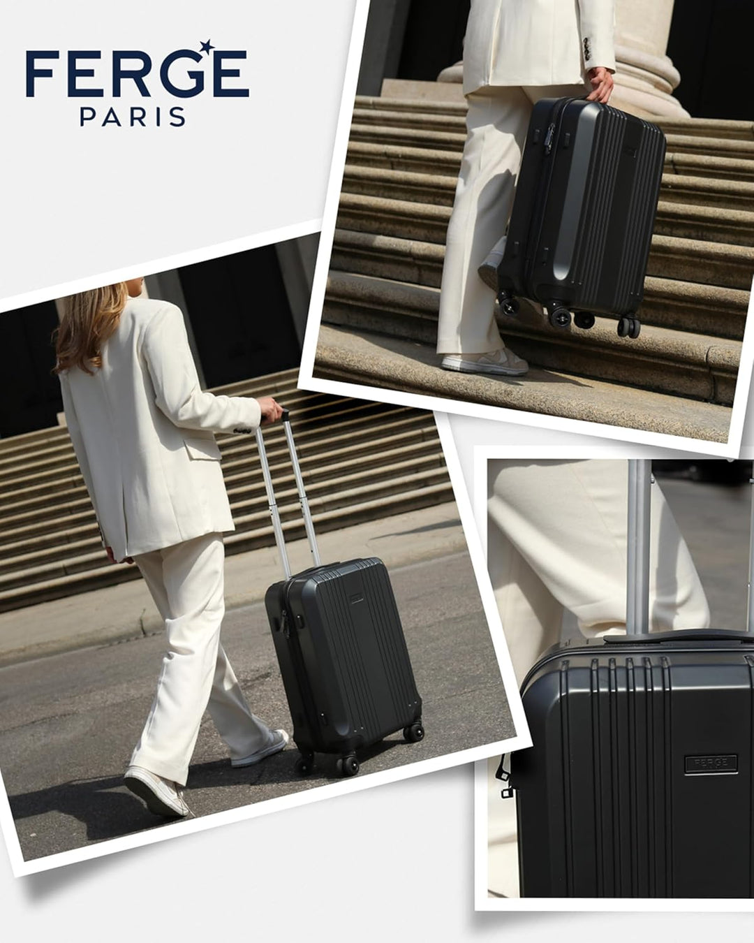 FERGÉ Kofferset 3 TLG Hartschale mit TSA-Zahlenschloss Cannes Reisekoffer Trolley-Set (Handgepäck, L