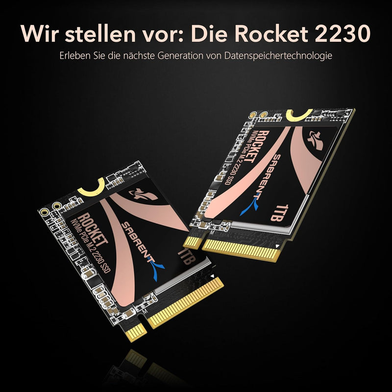 Sabrent 2230 M.2 NVMe Gen 4 1TB, Interne SSD 4750 MB/s Lesen, PCIe 4.0 X4, Internes Solid State Driv