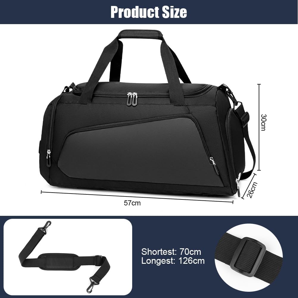 Sporttasche Reisetasche, Sport Duffel Bag mit Schuhfach, Nassfach, wasserdichte Übernachtungstasche,