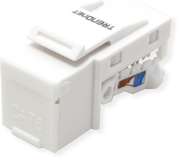 TRENDnet Kat6 Keystone Jack – 50er-Pack, 90° Winkelanschlussdesign, Farbcodierte Beschriftung für di