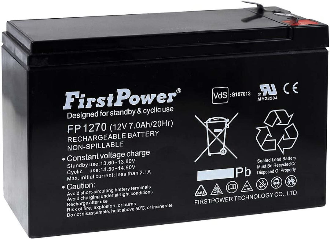 FirstPower Blei-Gel-Akku für USV APC Back-UPS BK500-UK 7Ah 12V, 12V, Lead-Acid