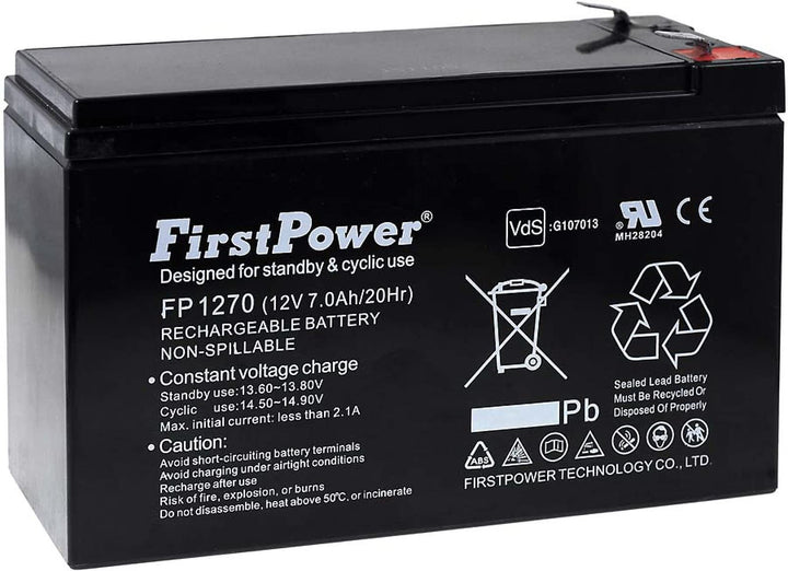 FirstPower Blei-Gel-Akku für USV APC Back-UPS BK500-UK 7Ah 12V, 12V, Lead-Acid