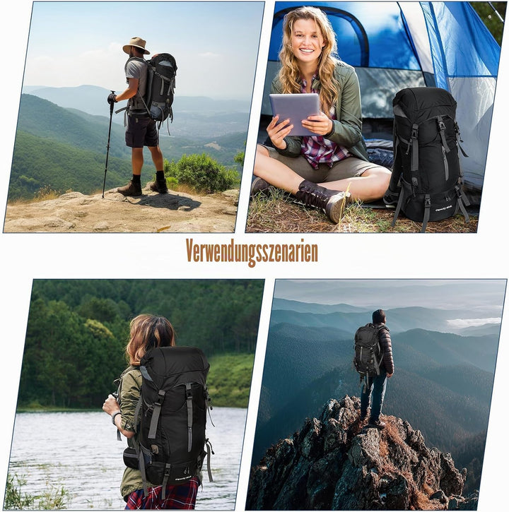 Cozary Wanderrucksack 70L Herren Damen Trekkingrucksack Outdoor Wandern Rucksack Mit Regenabdeckung,