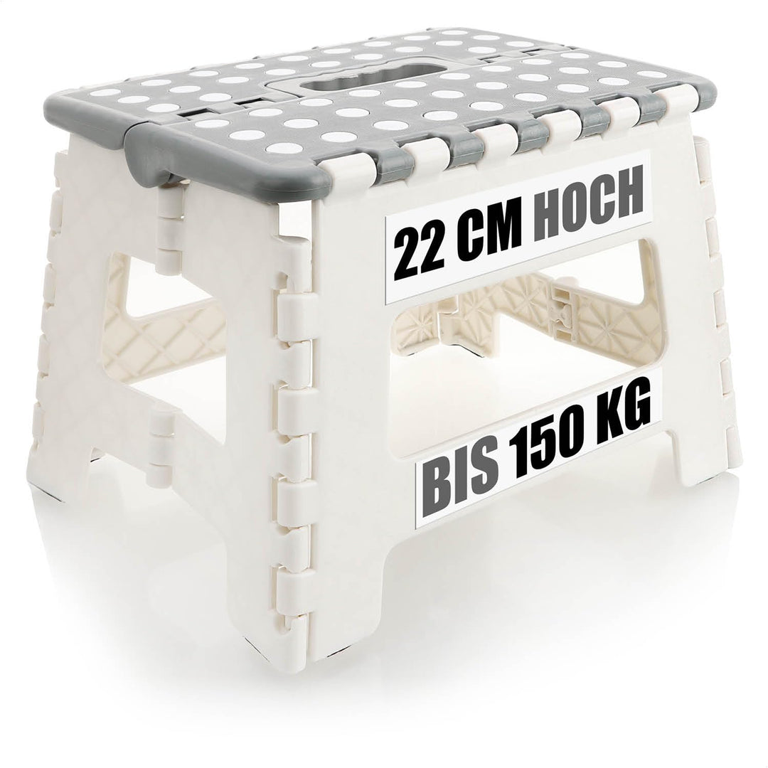 com-four® Klapptritt mit Gumminoppen - Faltbarer Tritthocker - tragbare Aufstiegshilfe für Haushalt,