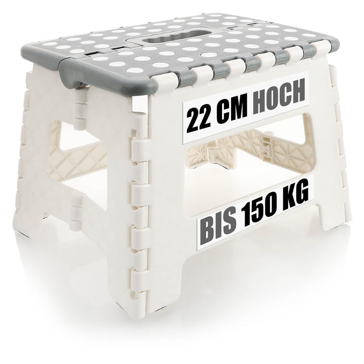 com-four® Klapptritt mit Gumminoppen - Faltbarer Tritthocker - tragbare Aufstiegshilfe für Haushalt,