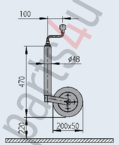 trailer parts4u Alko Stützrad 150kg Stützlast 48mm Ø Deichselrad Bugrad Anhänger Stütze Alko