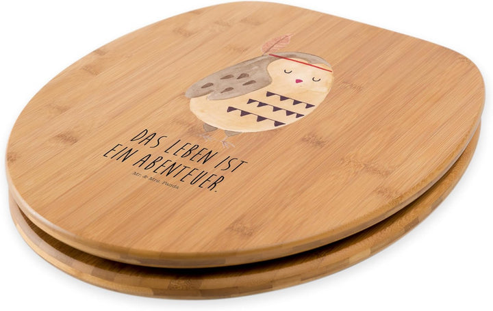 Mr. & Mrs. Panda Motiv WC Sitz Eule Federschmuck - Geschenk, Owl, Waldtiere, WC-Sitz, Toilette, Klod