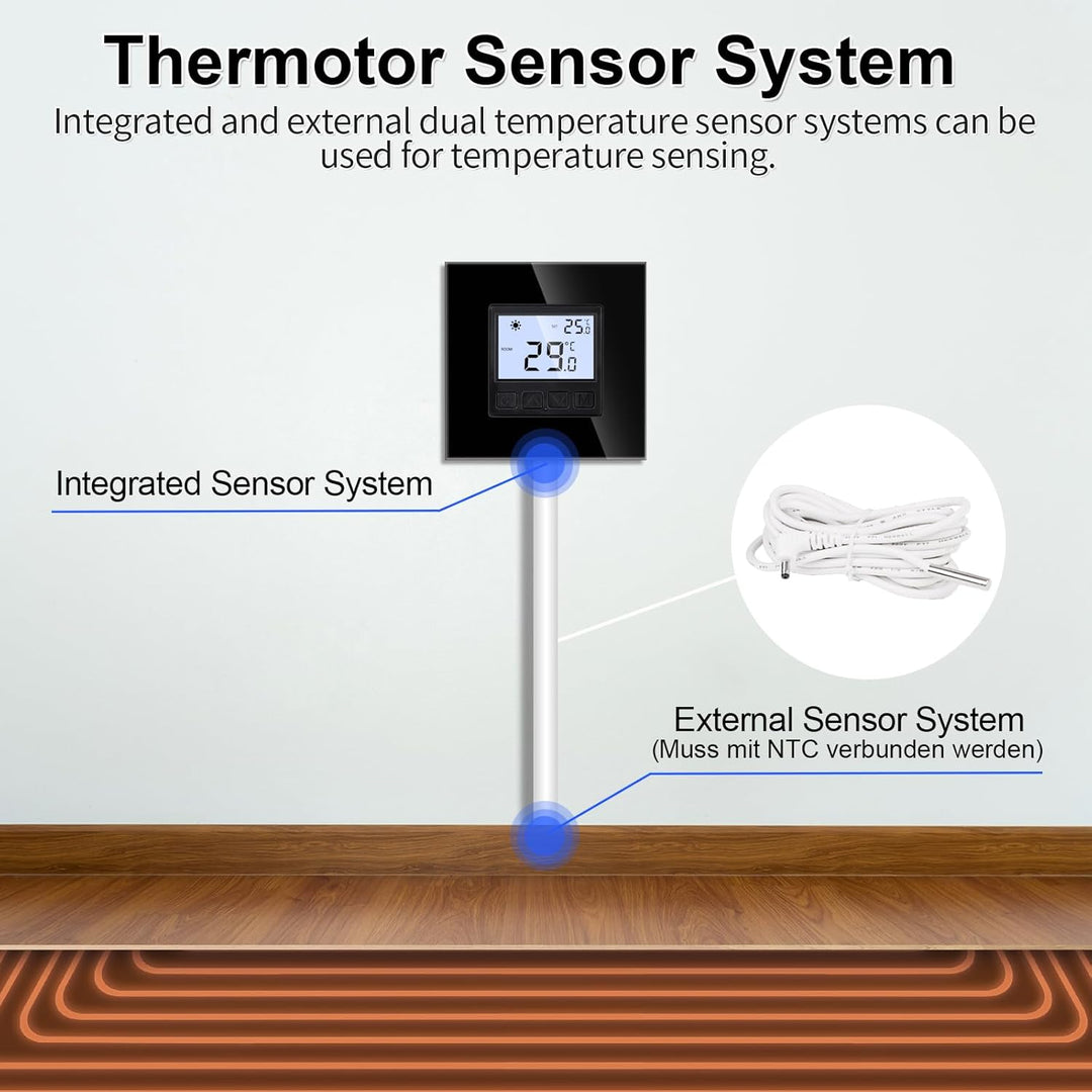 JIMEIDA Digital Programmierbar Thermostat Heizung Schwarz Bodenheizkammer Konstante Temperaturkammer