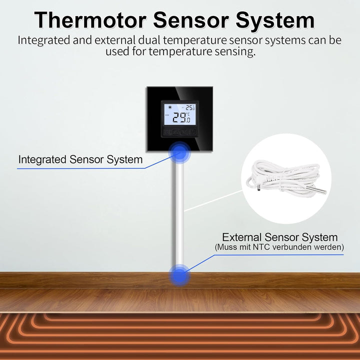 JIMEIDA Digital Programmierbar Thermostat Heizung Schwarz Bodenheizkammer Konstante Temperaturkammer