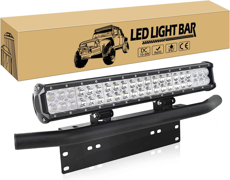 Willpower 126 W 50,8 cm LED Lichtleiste Flutlicht Spot Combo Beam + 23 Zoll Kennzeichenhalter Univer