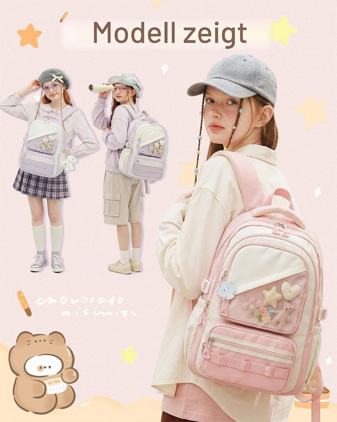 Schulrucksack Mädchen Teenager Rucksack Schule Mädchen Gross Schultasche Schulranzen für Weiterführe