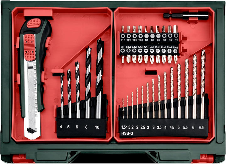 metabo Akku-Bohrschrauber PowerMaxx BS Basic Set - 12 V, 34 Nm Drehmoment, 2 Gänge - Schnellspannboh