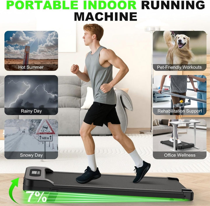 HomeFitnessCode Walking Pad für Zuhause mit Neigung - Laufband Laufpad Steigung Klein Walkpad Untert