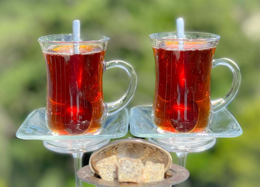 Topkapi - 18-tlg Türkisches Tee-Set Keyif-Sultan, 6 Teegläser, 6 Untersetzer, 6 Teelöffel, Komplett-