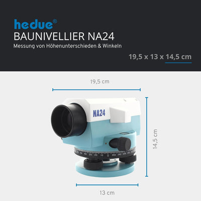 hedue® Optisches Nivelliergerät NA24 - Baunivellier zur Messung von Höhenunterschieden und Winkeln,