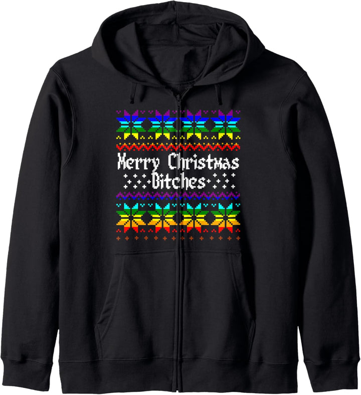 Merry Christmas Bitches Gay Christmas Frohe Weihnachten Kapuzenjacke