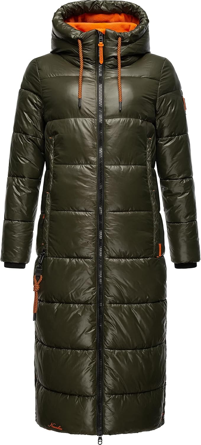 Navahoo Damen Warmer Winter Steppmantel mit Kapuze Schmuseengel XS-XXL XL Dark Olive, XL Dark Olive