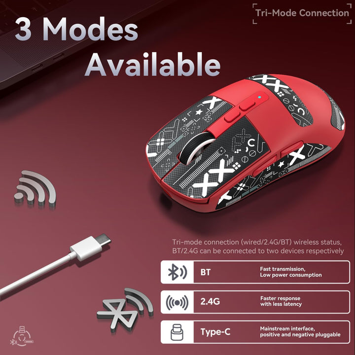 ATTACK SHARK X6 49g Superlight Mouse with Magnetic Charging Dock, PixArt PAW3395 Gaming Sensor, BT/2