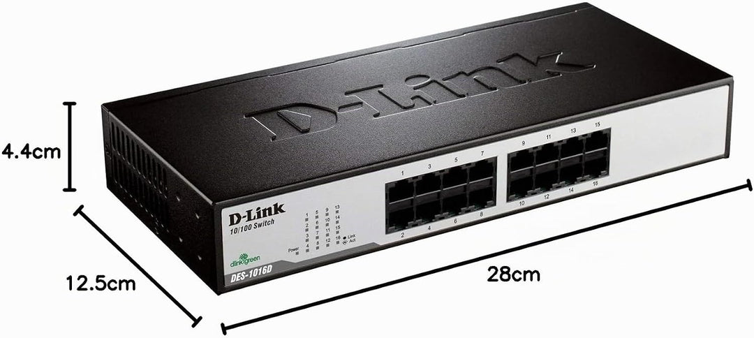 D-Link DES-1016D 16-Port Fast Ethernet Switch (10/100 Mbit/s-Anschlüsse, bis zu 200 Mbit/s im Full-D