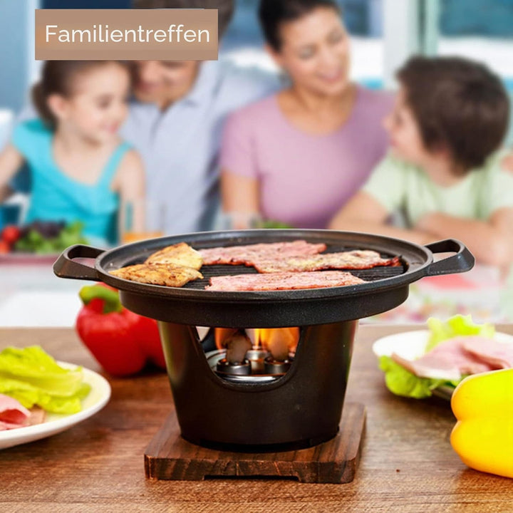 Hibachi Grill aus Gusseisen, Kleiner Tragbarer Rauchfreier Tischgrill, Japanischer Holzkohlegrill au
