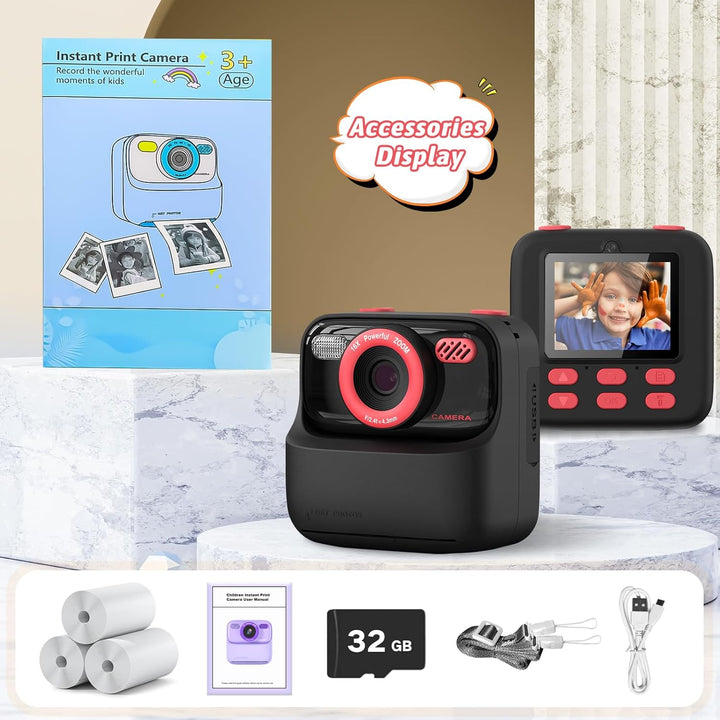 Upgrade Kinderkamera Sofortdruck für Jungen und Mädchen, 1080P HD Dual-Linse Selfie Digitalkamera mi