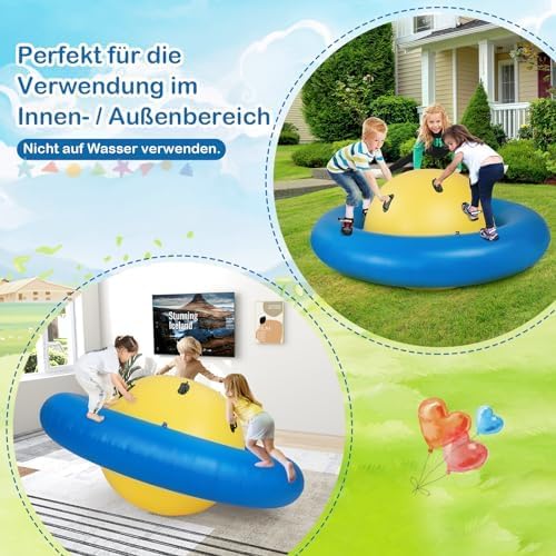 FANTASK Aufblasbare Kuppelwippe für Kinder, 223 cm grosse Kinderwippe zum Rollen, Neigen, Klettern &