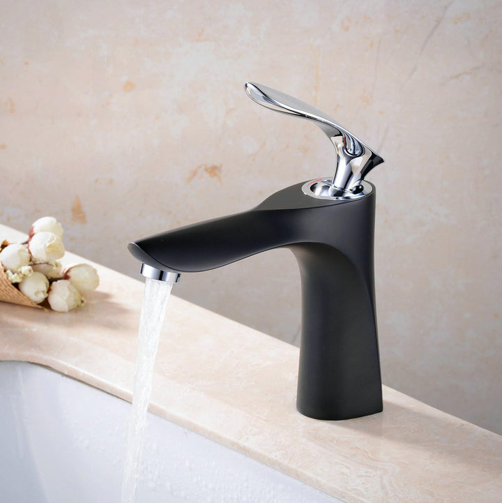 Leekayer Waschbecken Wasserhahn Einhand Chrom 1 Loch Mount Körper schwarz Waschtischmischer Toilette