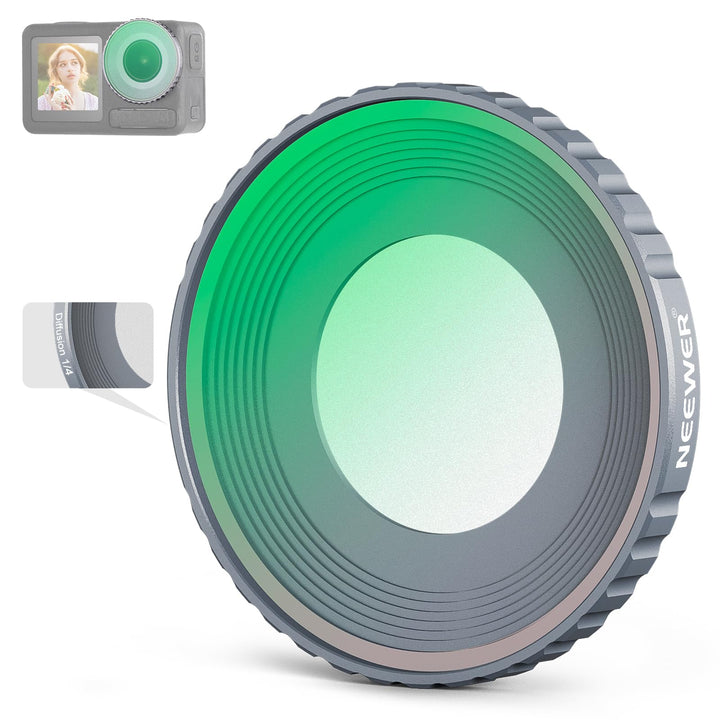 NEEWER Black Diffusion 1/4 Filter, Kompatibel mit DJI Osmo Action 5 Pro und 4, mehrfach beschichtete