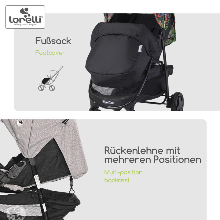 Lorelli Kinderwagen Martina, Reisebuggy, Baby Buggy klein zusammenklappbar, leicht, nur 7,5 kg, komp