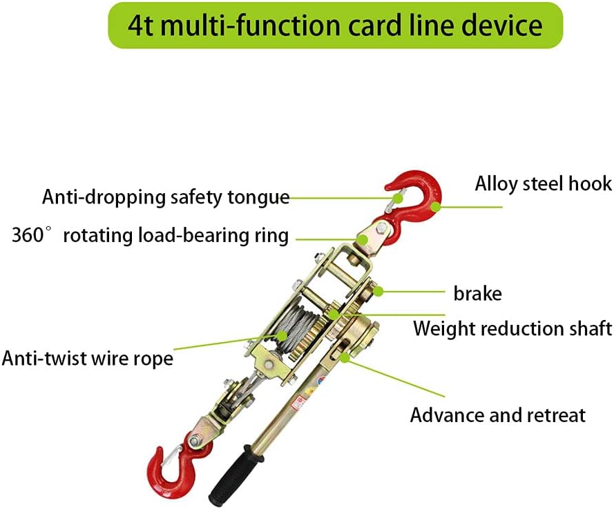 Aprilhp Seilzug mit Ratsche Hand Power Puller, Handhebelseilzug mit 1.3m Seilzug, 2 Haken Design, Fo