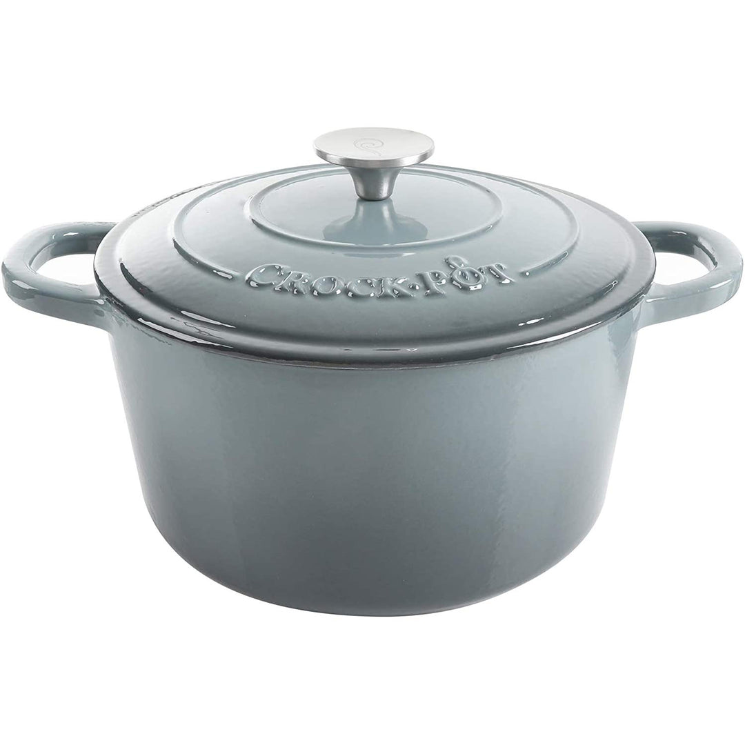 Crock Pot Artisan Schmortopf, emailliertes Gusseisen, rund, 5 Quart, Schiefergrau Dutch Oven – rund
