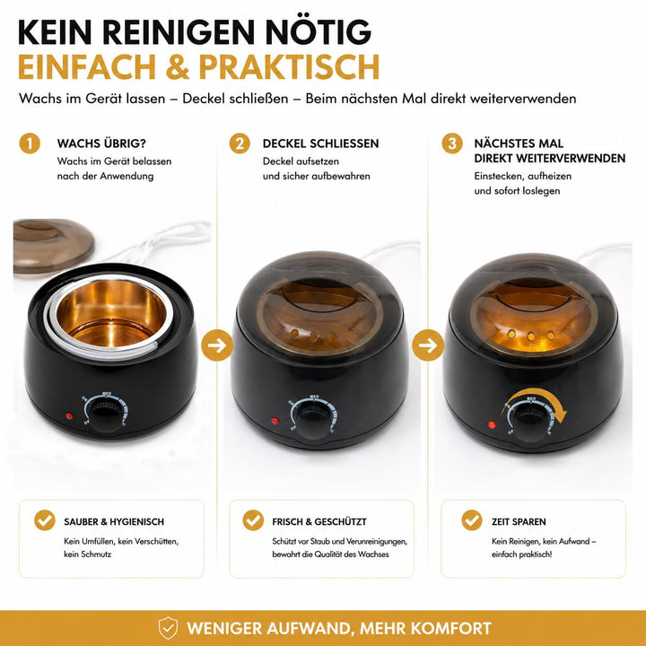 Wachsmaschine mit automatischer Temperaturregelung | 500ml für alle Wachsarten geeignet Wachsschmelz