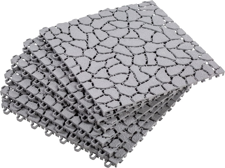 UPP Gartenplatten 30x30 cm | Stein | Wetterfester Bodenbelag, Bodenfliese, Klickfliese für Balkon, G