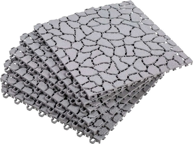 UPP Gartenplatten 30x30 cm | Stein | Wetterfester Bodenbelag, Bodenfliese, Klickfliese für Balkon, G