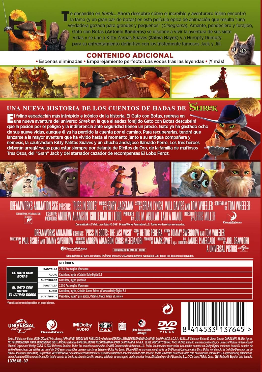 El gato con botas pack 1-2 - DVD