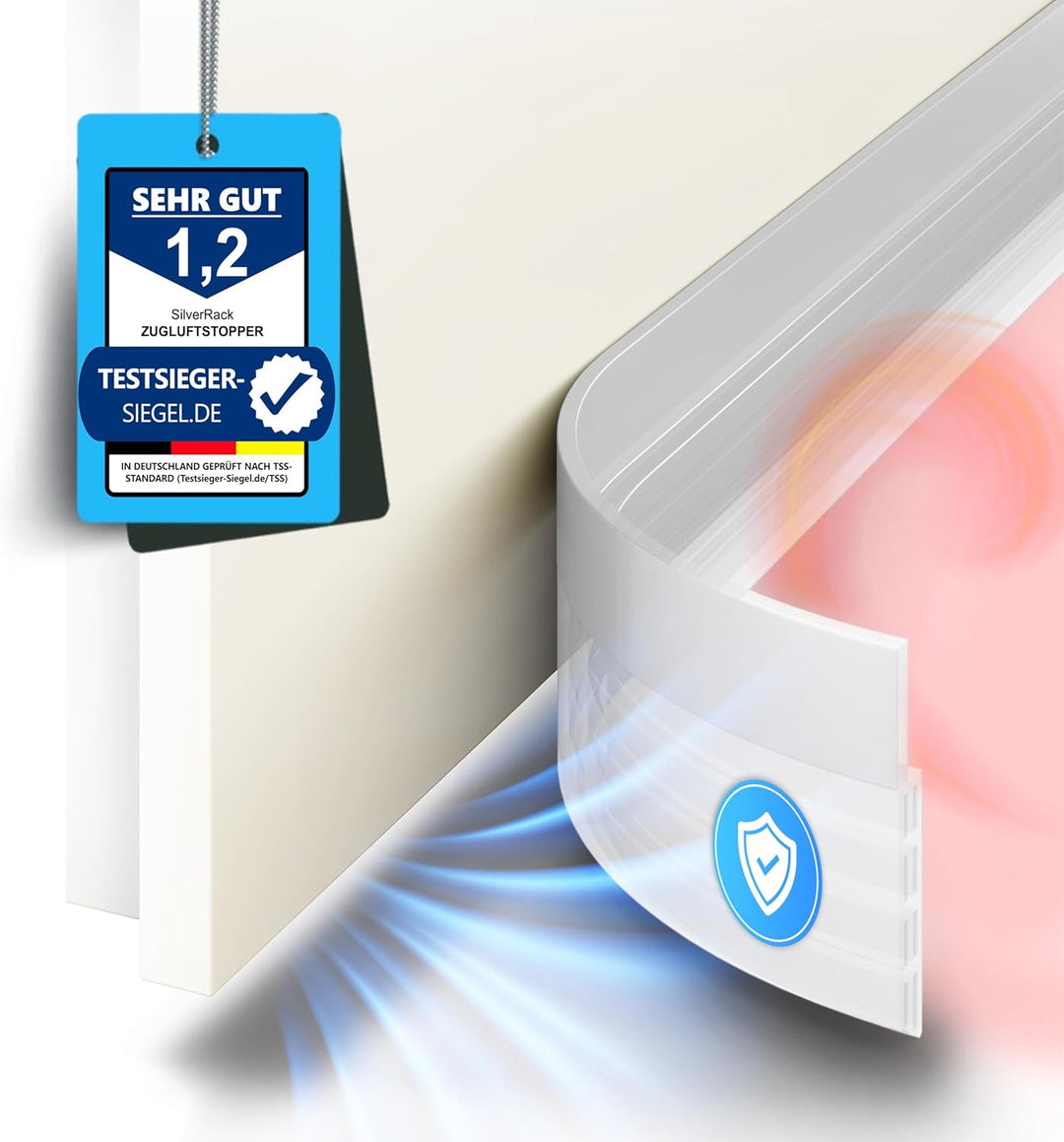 SilverRack Zugluftstopper für Türen Transparent [5X 1m] - Zuschneidbare Türdichtung selbstklebend -