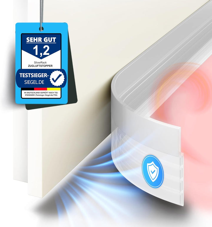 SilverRack Zugluftstopper für Türen Transparent [5X 1m] - Zuschneidbare Türdichtung selbstklebend -