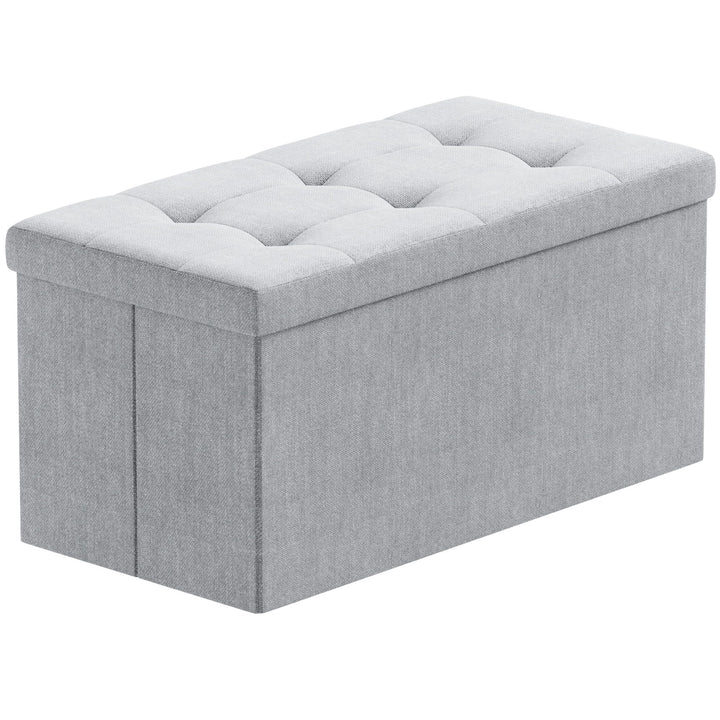 BRIAN & DANY Faltbarer sitzhocker Leinen Sitzbank mit Stauraum, Grau, 76 x 38 x 38cm, Grau