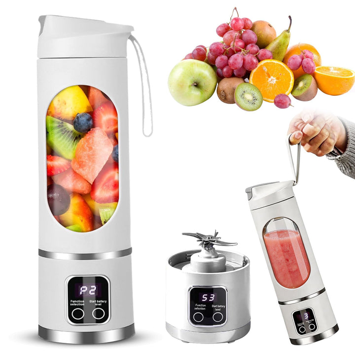 Yuragim Tragbarer Mixer Smoothie Maker To Go, 450ML Portable Blender mit LED Display & 12 Edelstahlk