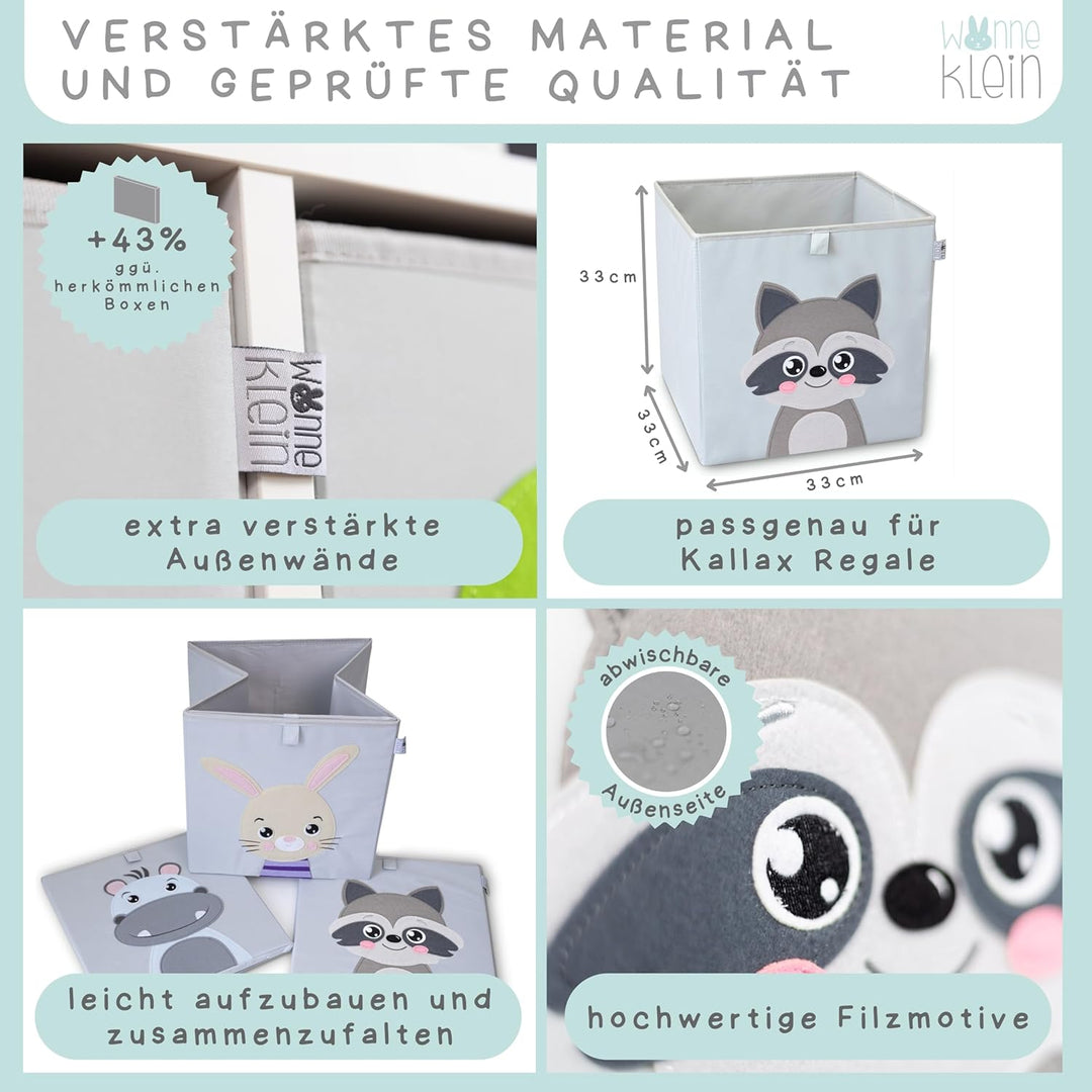 wonneklein Aufbewahrungsbox Kinder für Kallax Regal I Einsatz Kinderregal I Faltbox 33x33x33 Kinderz