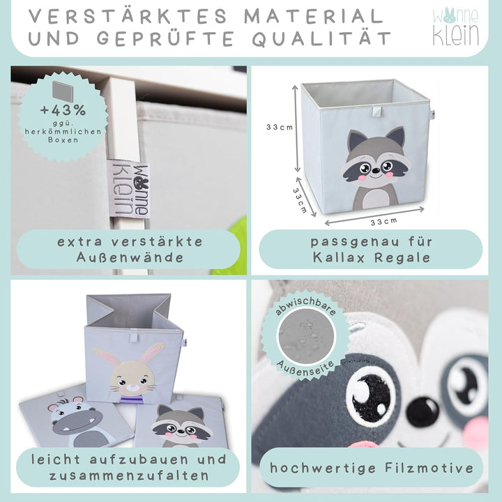 wonneklein Aufbewahrungsbox Kinder für Kallax Regal I Einsatz Kinderregal I Faltbox 33x33x33 Kinderz