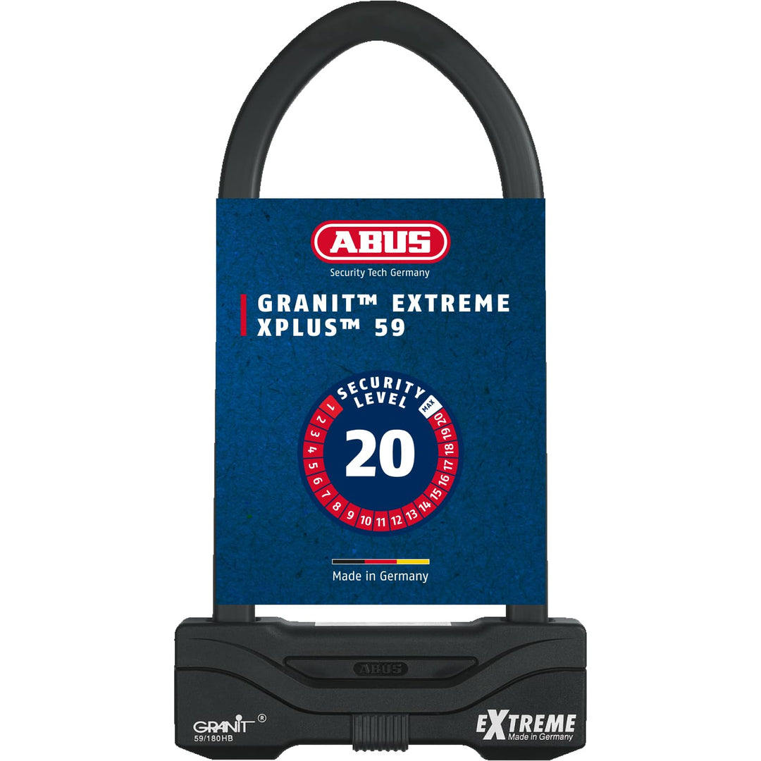 ABUS Bügelschloss Granit Extreme 59 – Motorrad- & Fahrradschloss mit XPlus Zylinder – höchstes ABUS-