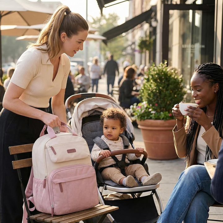 mommore Wickelrucksack, grosse, erweiterbare Wickeltasche für 2 Kinder/Zwillinge, strapazierfähige B
